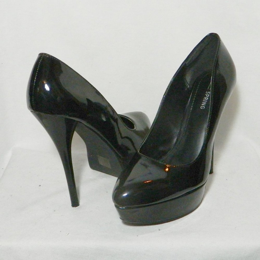 Call it Spring Black Patent Platform Pumps Sz 9